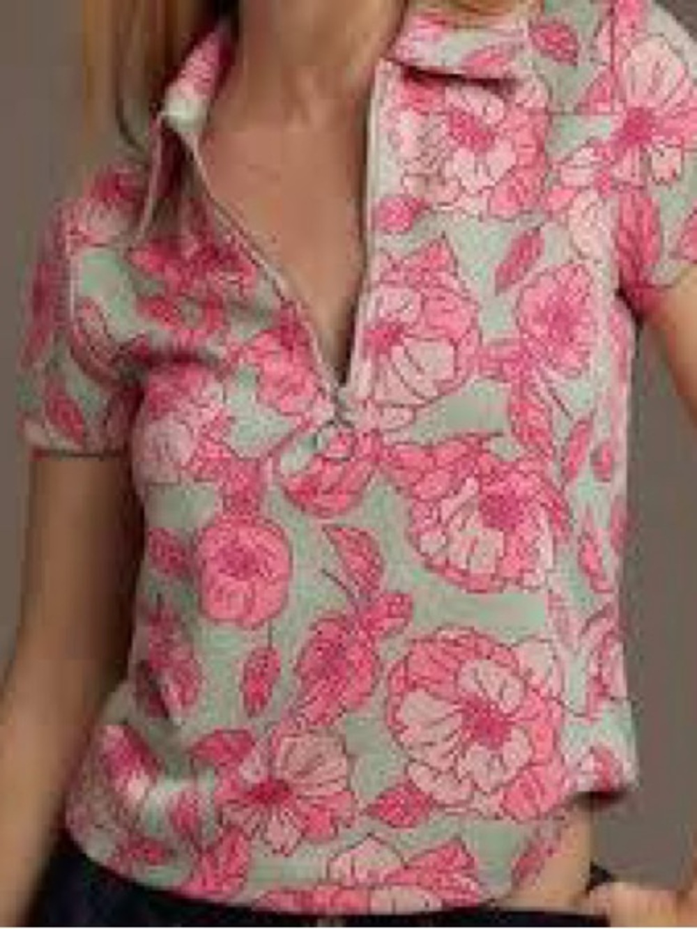 NWT $68 Maeve Short-Sleeve Floral Jacquard Top Size XL